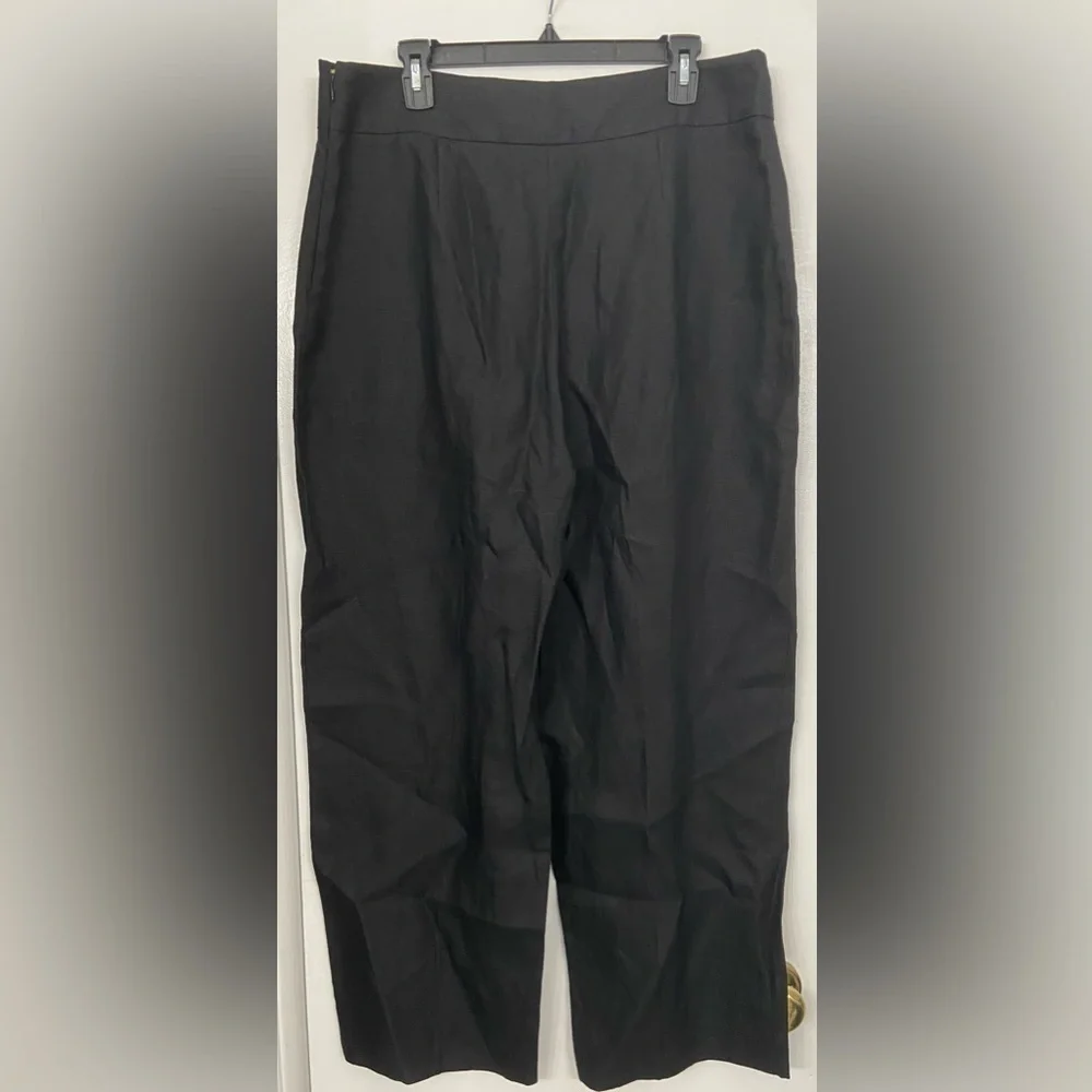 Sezane Jenson Linen Straight Leg Pants Black Size FR46/US 14